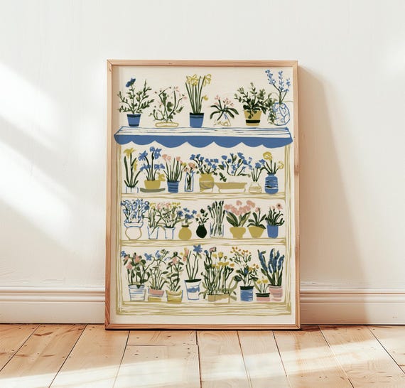 Flower Shelf Poster Botanical Wall Art Paper Print