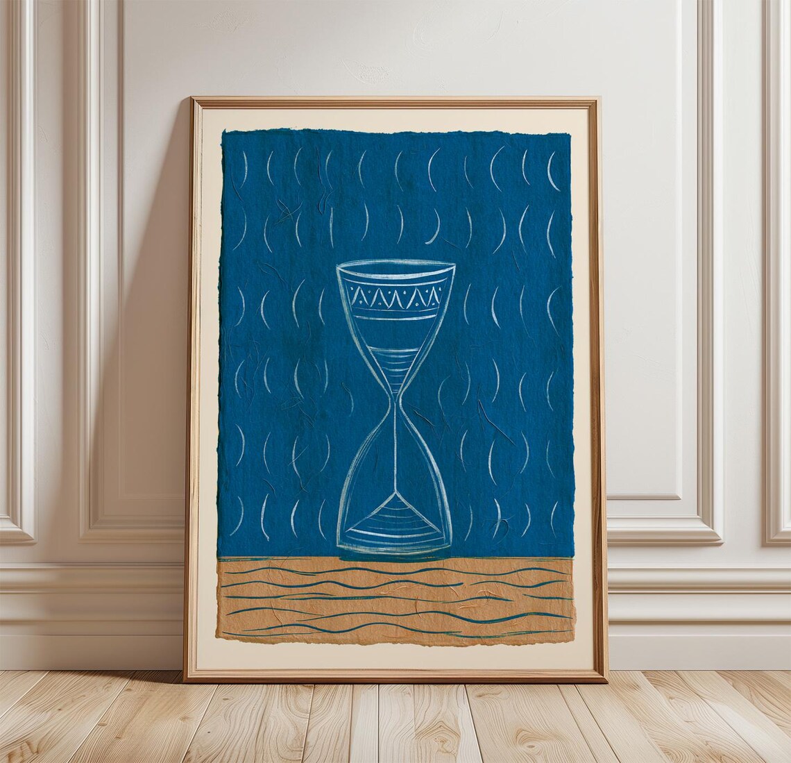 Hourglass Cyanotype Minimalist Poster