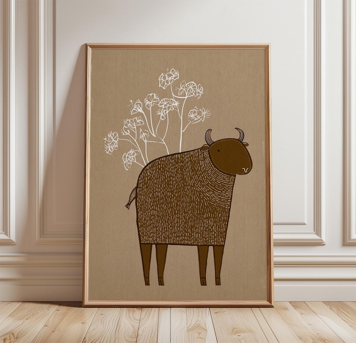 Takin Folk Art Poster, Rustic Animal
