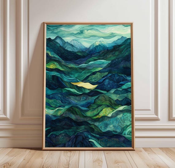 Abstract Mountain Landscape Art Print, Modern Geometric