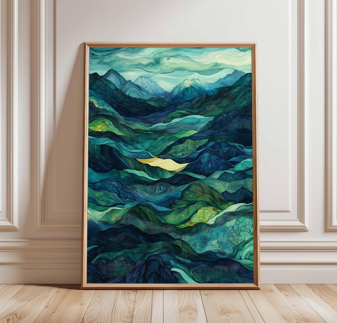 Abstract Mountain Landscape Art Print, Modern Geometric