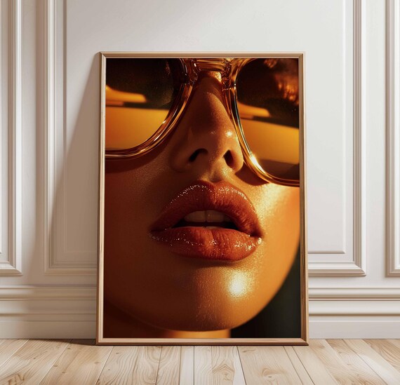 Golden Hour Beauty Close Up Woman Sunglasses Glamour Art Poster