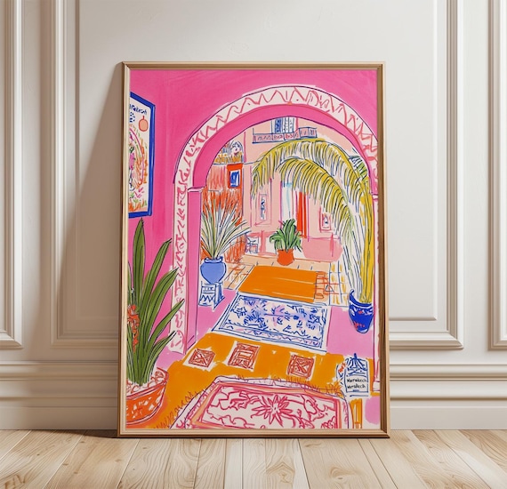 Marrakech Poster, Boho Moroccan Interior Art Print