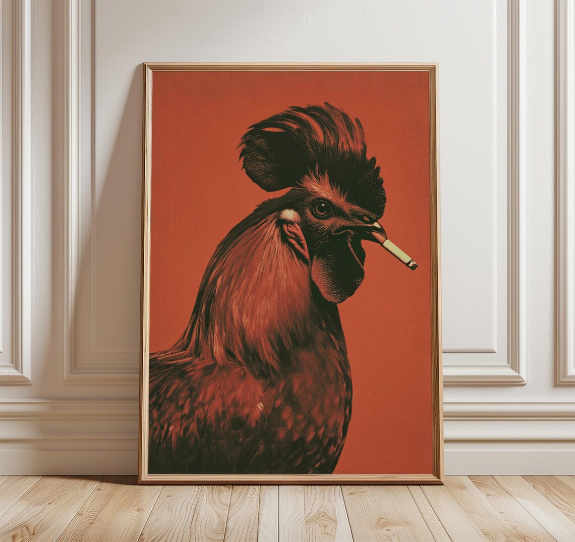 Rooster Portrait, Bold Graphic Retro Illustration
