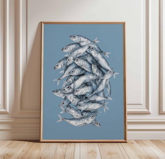 Pop Art Fish Poster, Funky Coastal Sea Life Print