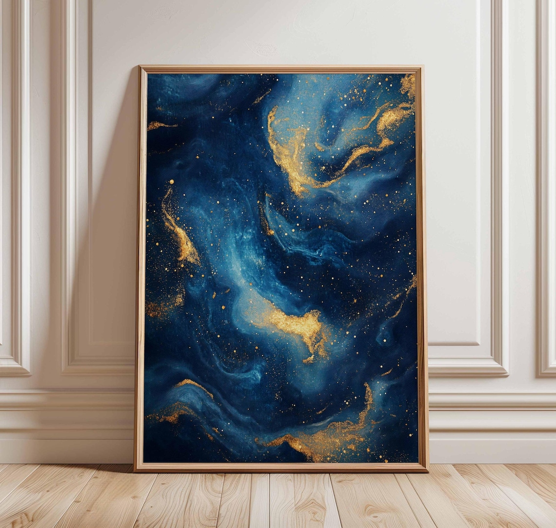 Cosmic Blue And Gold Abstract Poster, Space Inspired