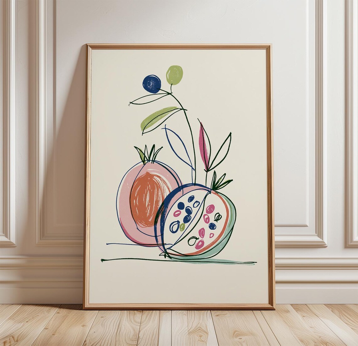 Pomegranate Fruit, Minimalist Kitchen Art Print