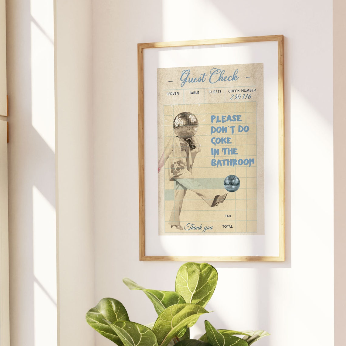 Funny Disco Ball Guest Check Bathroom Bar Party Quote Art Poster