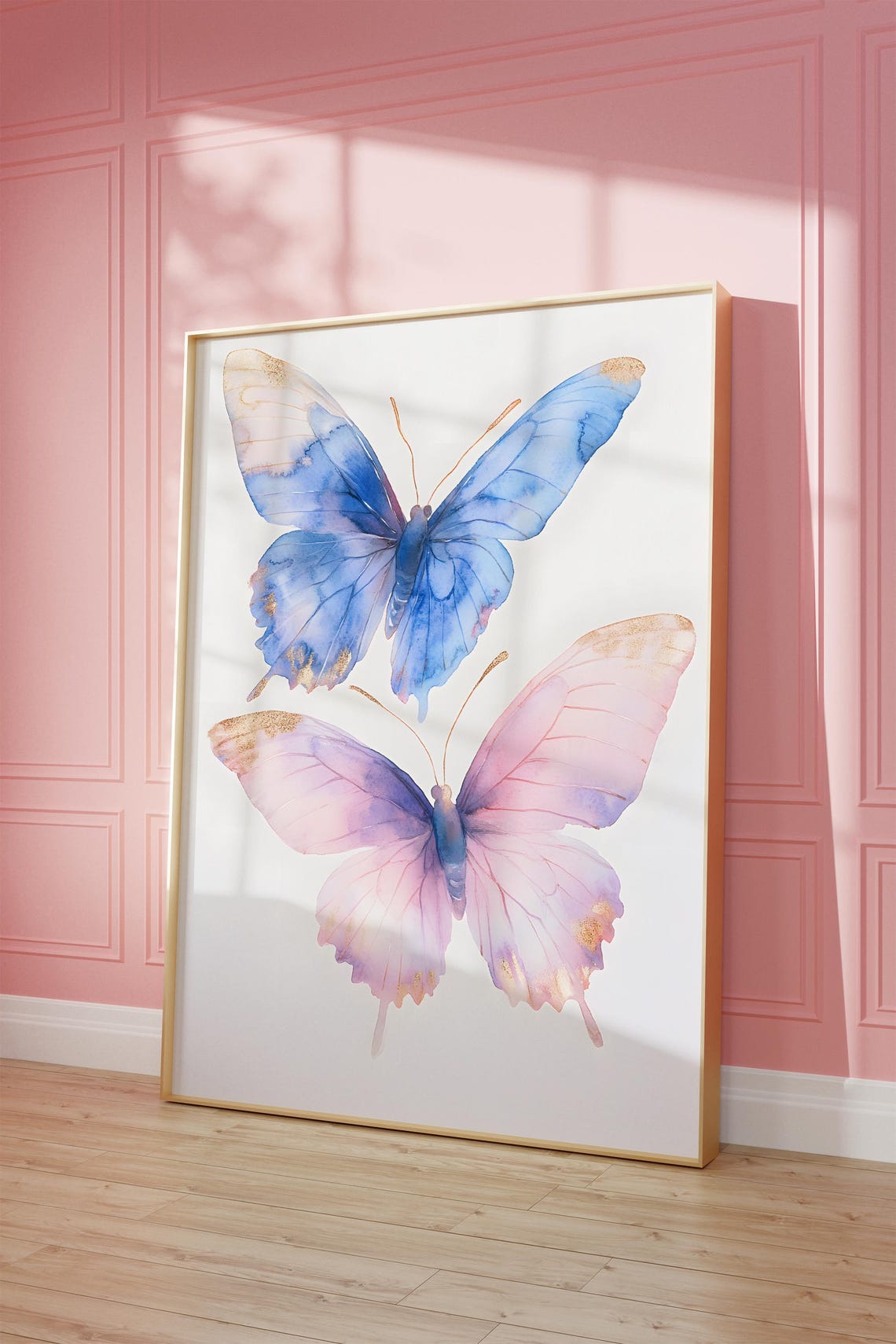 Two Pastel Butterflies Painting Colorful Butterfly Wall Art Tween Nursery Painting Colorful Abstract Insect Wall Art Print