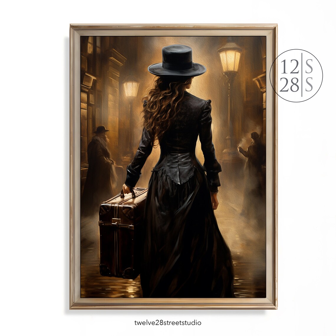 Victorian Woman in Black Hat, Dark Academia Art Print - Image 3