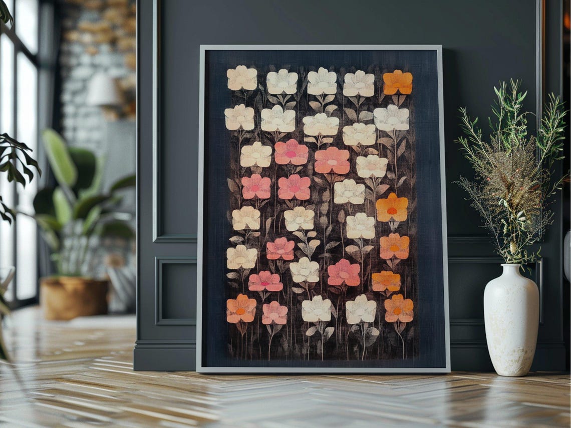 Vintage Rustic Textile Pattern Instant Downloand Artwork Print In 20 Sizes Wall Art Vintage Wall Art Moody Wall Art - Image 3