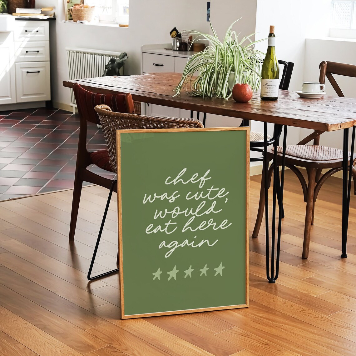 Chef Was Cute Kitchen Quotes Typography Art Print - Image 2