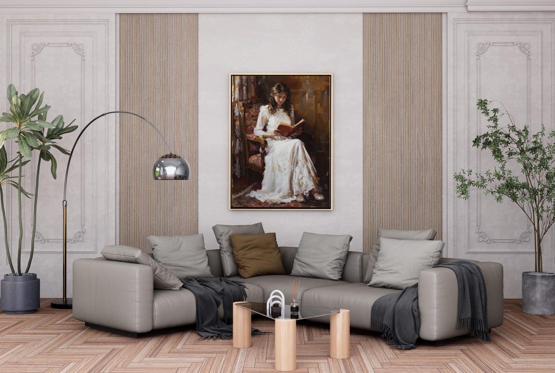 Girl Reading Poster Women Wall Decor Bookish Lady Portrait Decadent Lady Print Victorian Girl Painting Girl Art Lady Book Art - Image 2