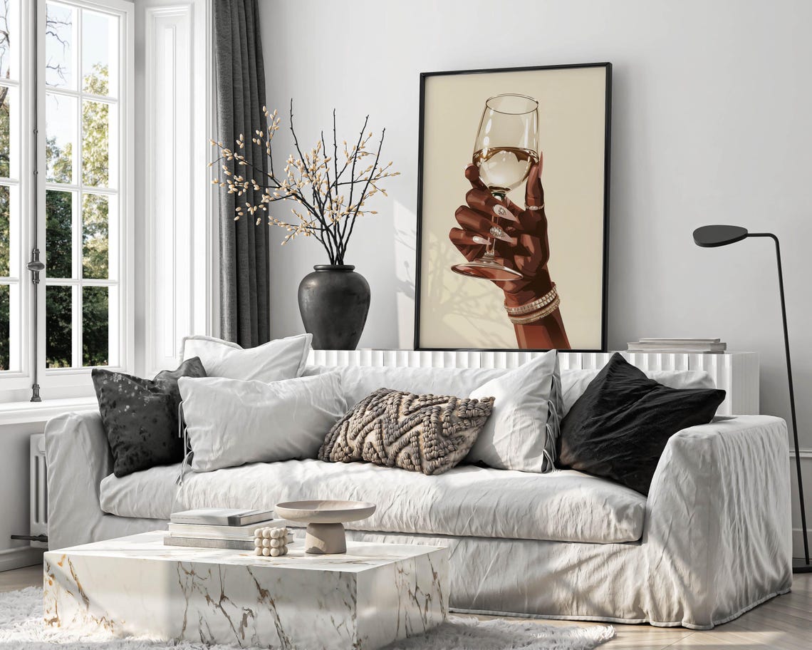 Wine Glass Toast Elegant Hand with Diamond Bracelets Art Poster - Image 3