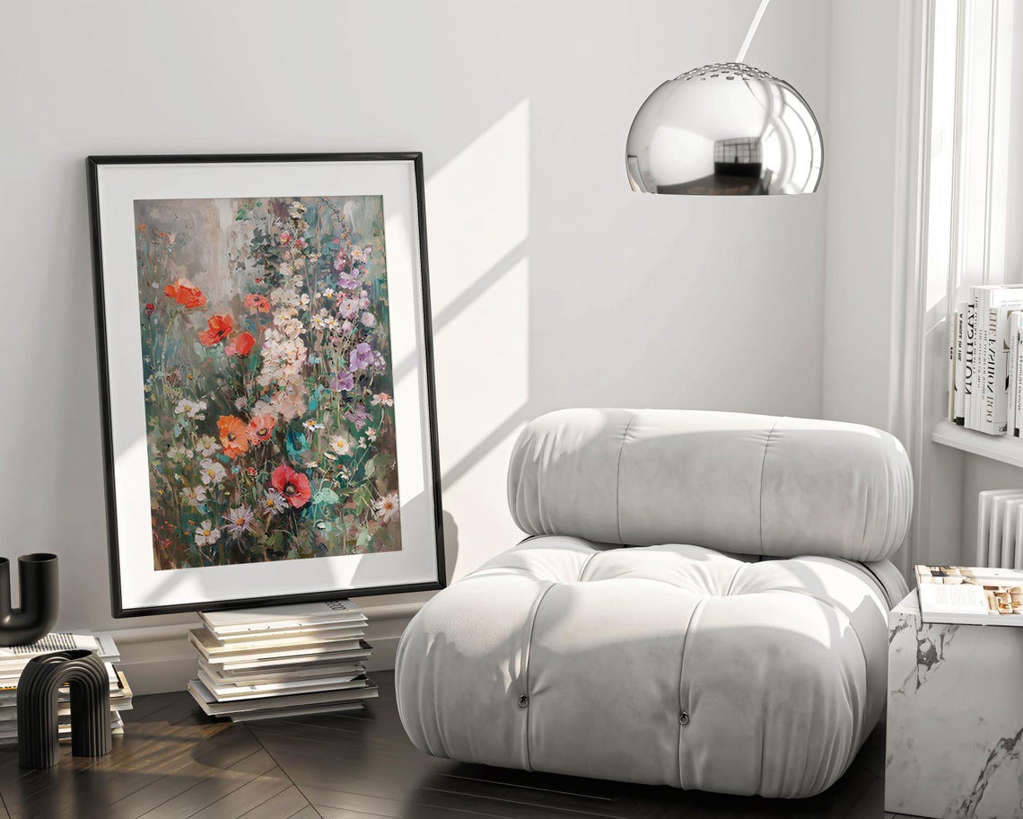 Wildflower Meadow with Poppies and Daisies Impressionist Garden Poster - Image 4