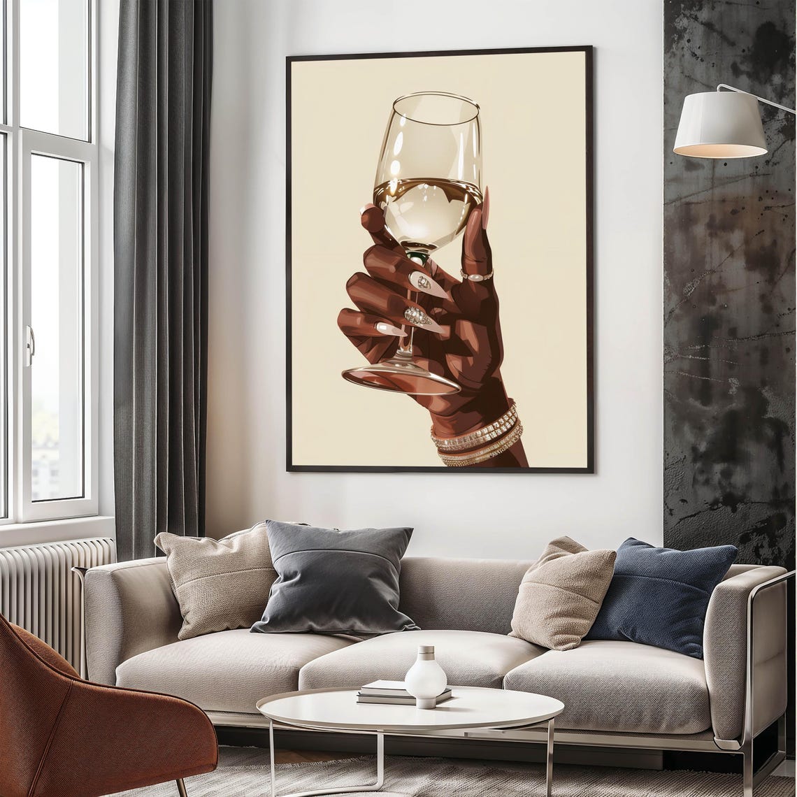 African Girl Wine Art Black Women Wine Print Afrocentric Female Cheers Portrait African Lady Vintage Poster Black Feminine Gallery Decor - Image 2