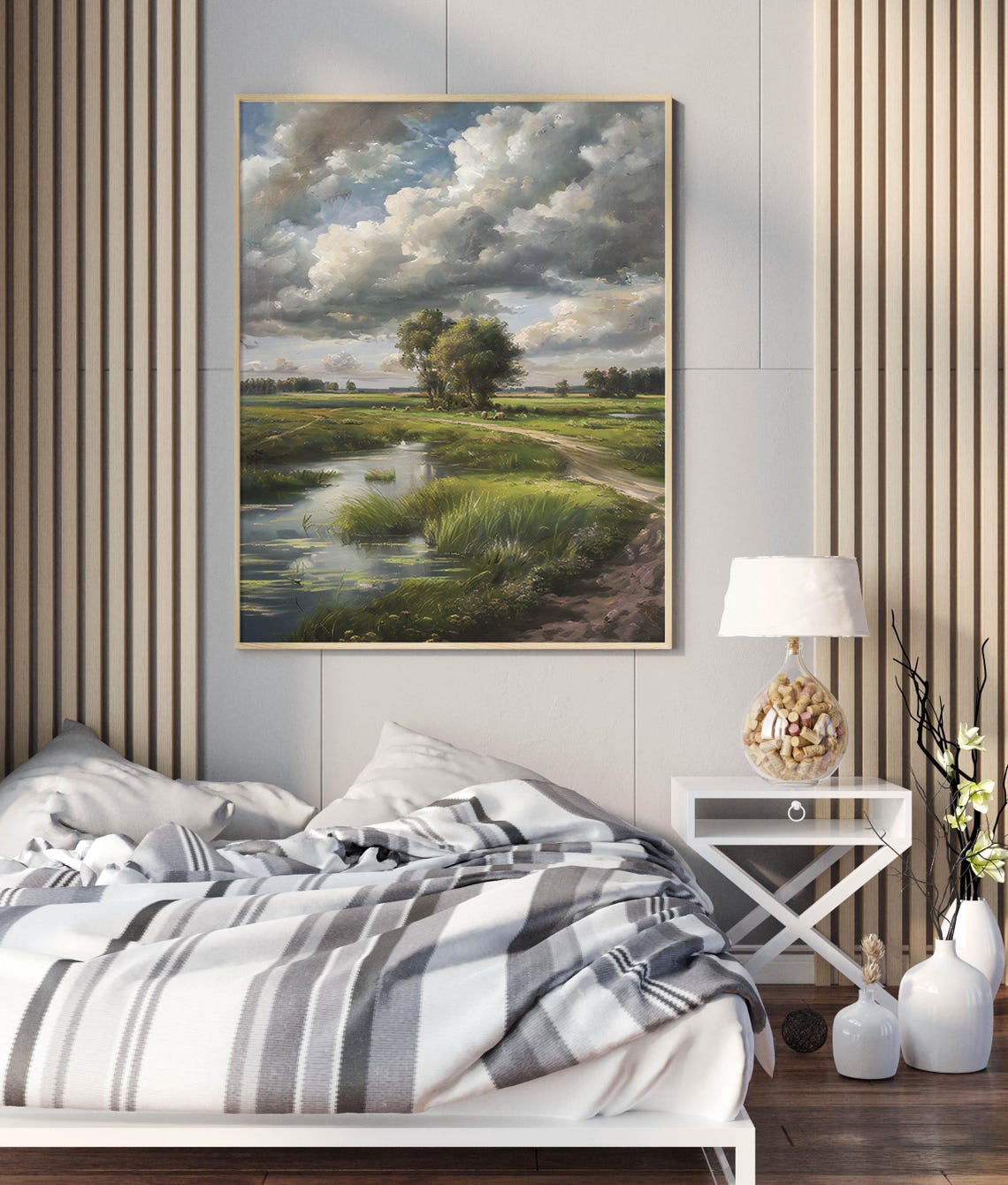 Winding Stream Through Meadow Under Dramatic Cloudscape Poster - Image 4