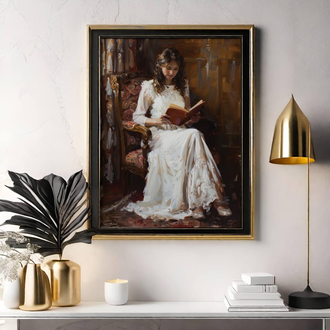 Girl Reading Poster Women Wall Decor Bookish Lady Portrait Decadent Lady Print Victorian Girl Painting Girl Art Lady Book Art - Image 4