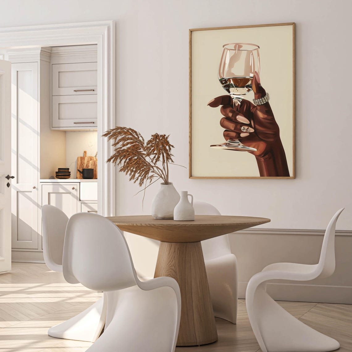 Black Girl Print Black Female Wine Art Afrocentric Women Cheers Poster African Feminine Wine Portrait Arican Lady Bedroom Decor