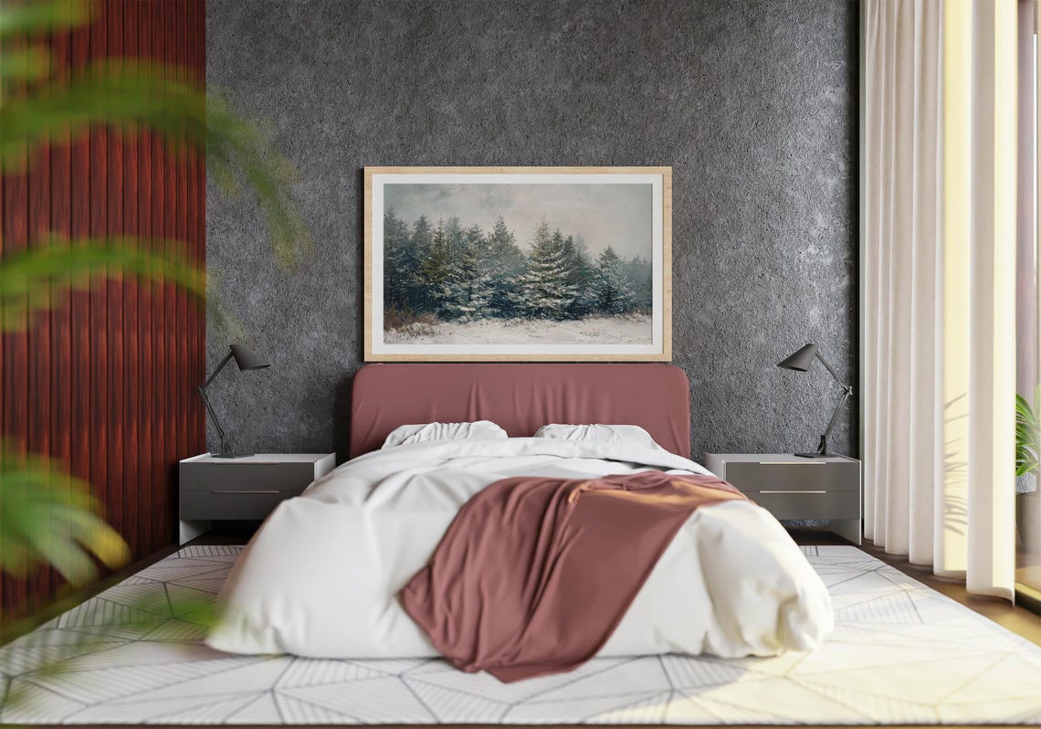 Snow Covered Pine Forest Winter Landscape Oil Painting Art Poster - Image 3