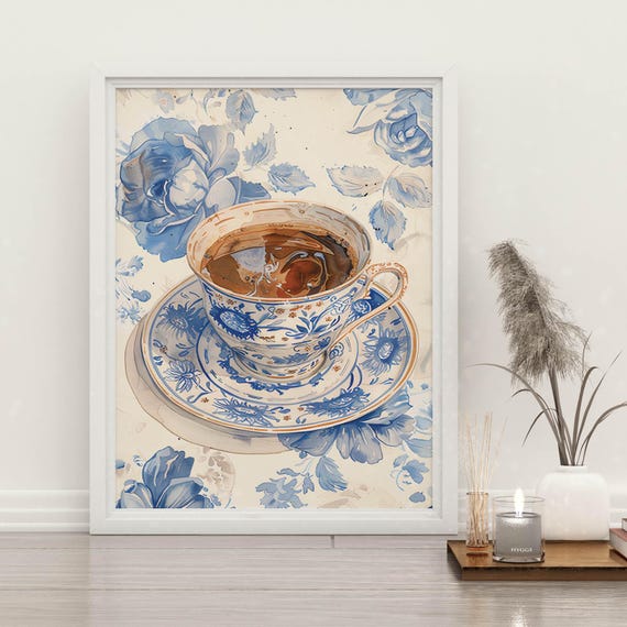 Tea Cup Nursery Decor Tea Cup Vintage Portrait Tea Cup Print Tea Cup Abstract Poster Tea Cup Kitchen Art Tea Cup Room Portrait