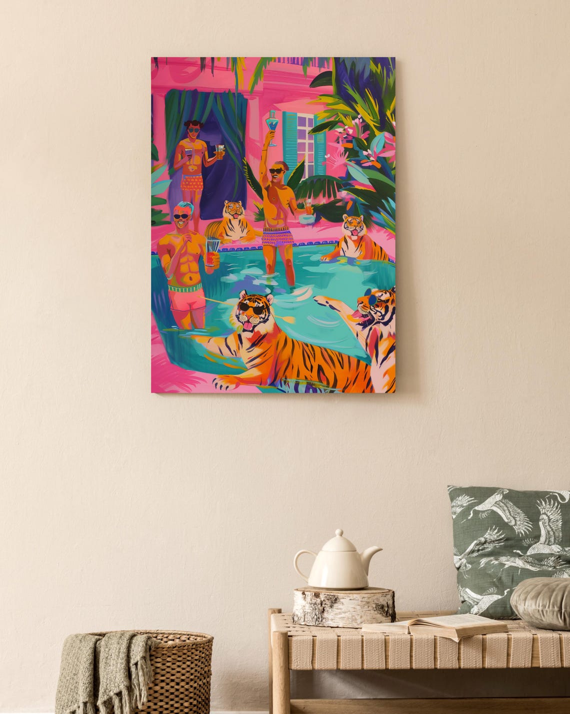 Joyful Tigers and Friends Throwing a Summer Pool Party Poster - Image 2