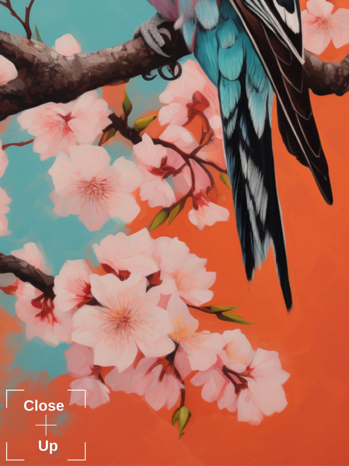 Two Pink Parakeets Perched on Cherry Blossom Branches Poster - Image 2