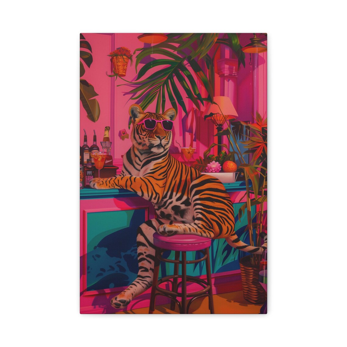 Tropical Tiger Bar Art, Retro Tiki Lounge Poster - Image 2
