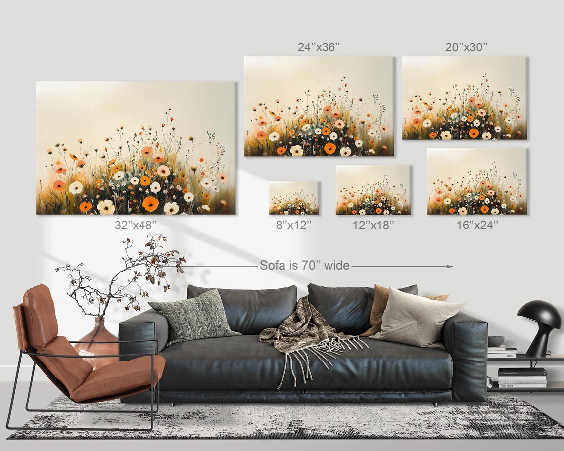 Soft Wildflower Meadow Cream Blooms Modern Botanical Wall Art - Image 3