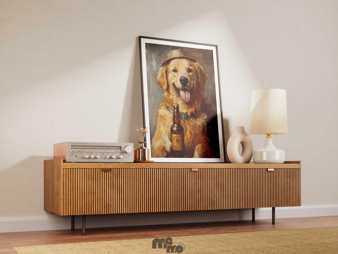 Golden Retriever Humorous Beer-Holding Dog Poster - Image 6