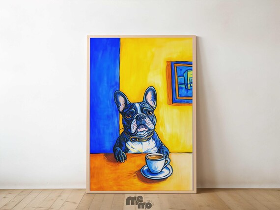 French Bulldog Coffee Scene, Playful Pet Decor