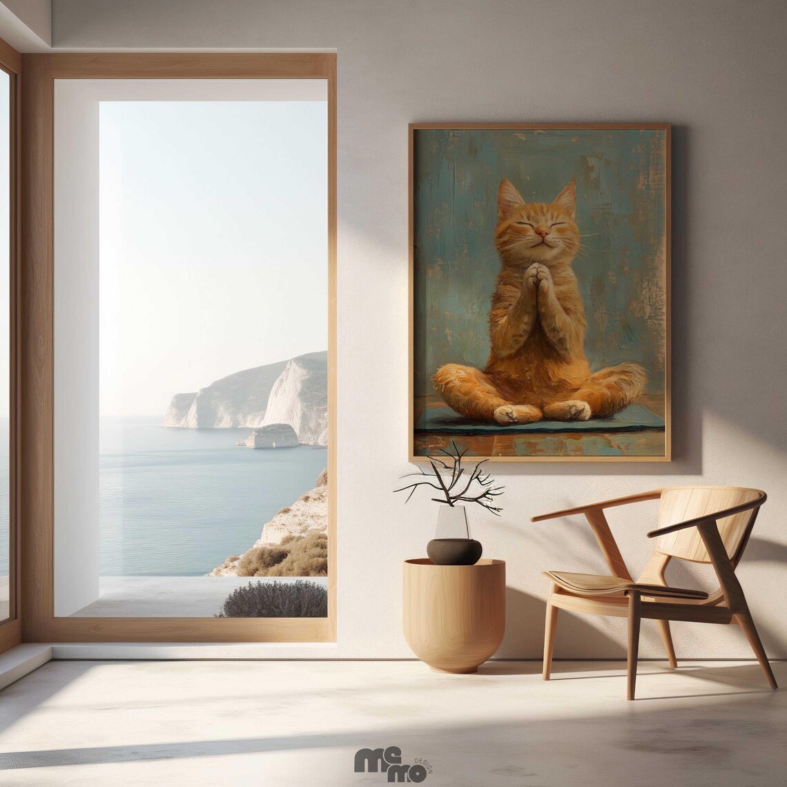 Orange Tabby Yoga Cat, Funny Pet Lover Art Print - Image 3