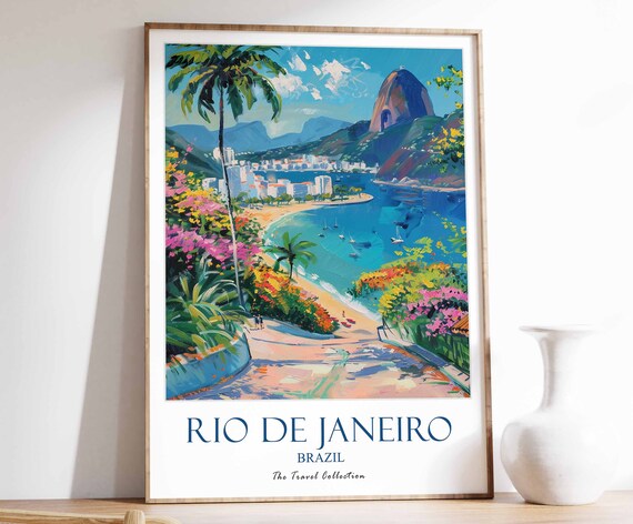 Rio de Janeiro Brazil Sugarloaf Beach Bay Tropical Travel Poster