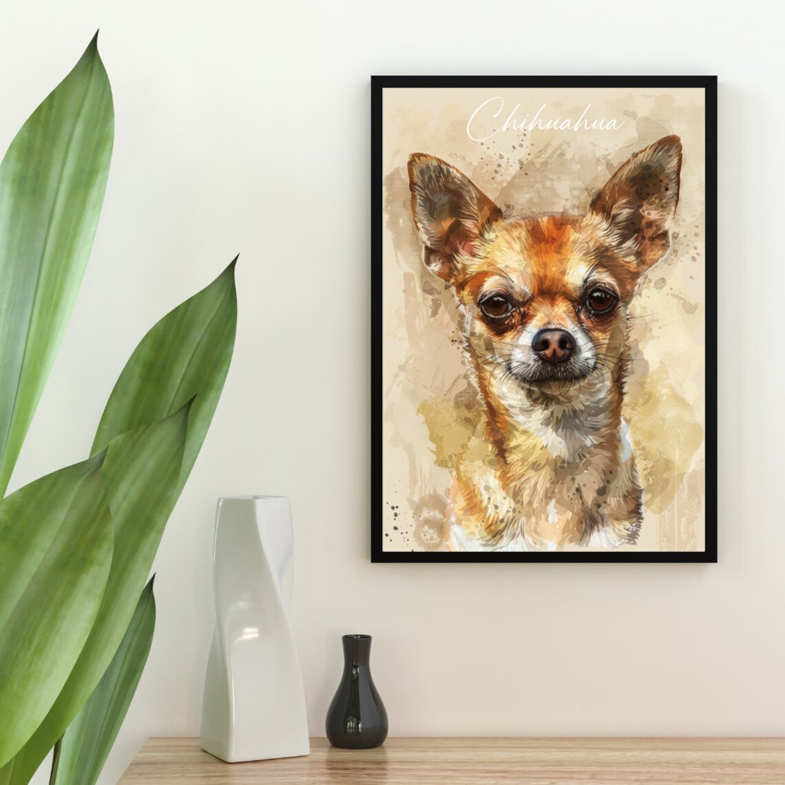 Chihuahua Dog Watercolor Portrait Tiny Breed Puppy Art Poster - Image 2