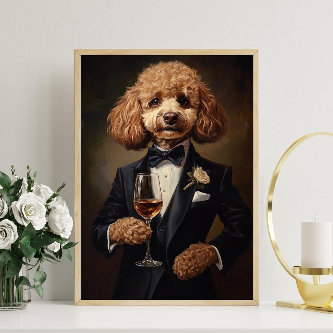 Poodle In Tuxedo Poster Dog Poster Poodle In Suit Print Poodle Dog Wall Art Poodle Portrait Dog Living Room Poster Funny Poodle Art - Image 3
