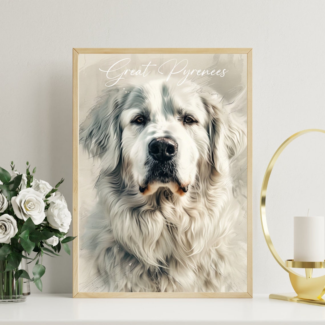 Great Pyrenees Watercolor Portrait Poster for Dog Lovers Decor - Image 3