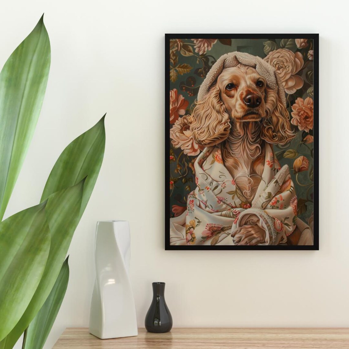English Cocker Spaniel in a Floral Bathrobe After a Spa Day Poster - Image 2