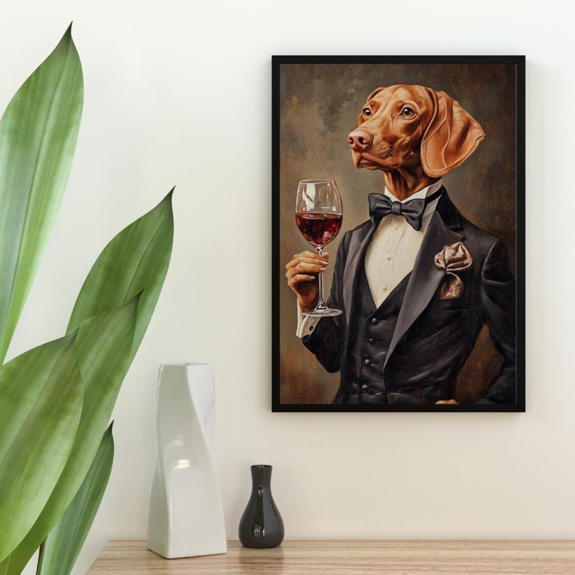 Vizsla In Tuxedo Art Print, Dog Portrait - Image 2