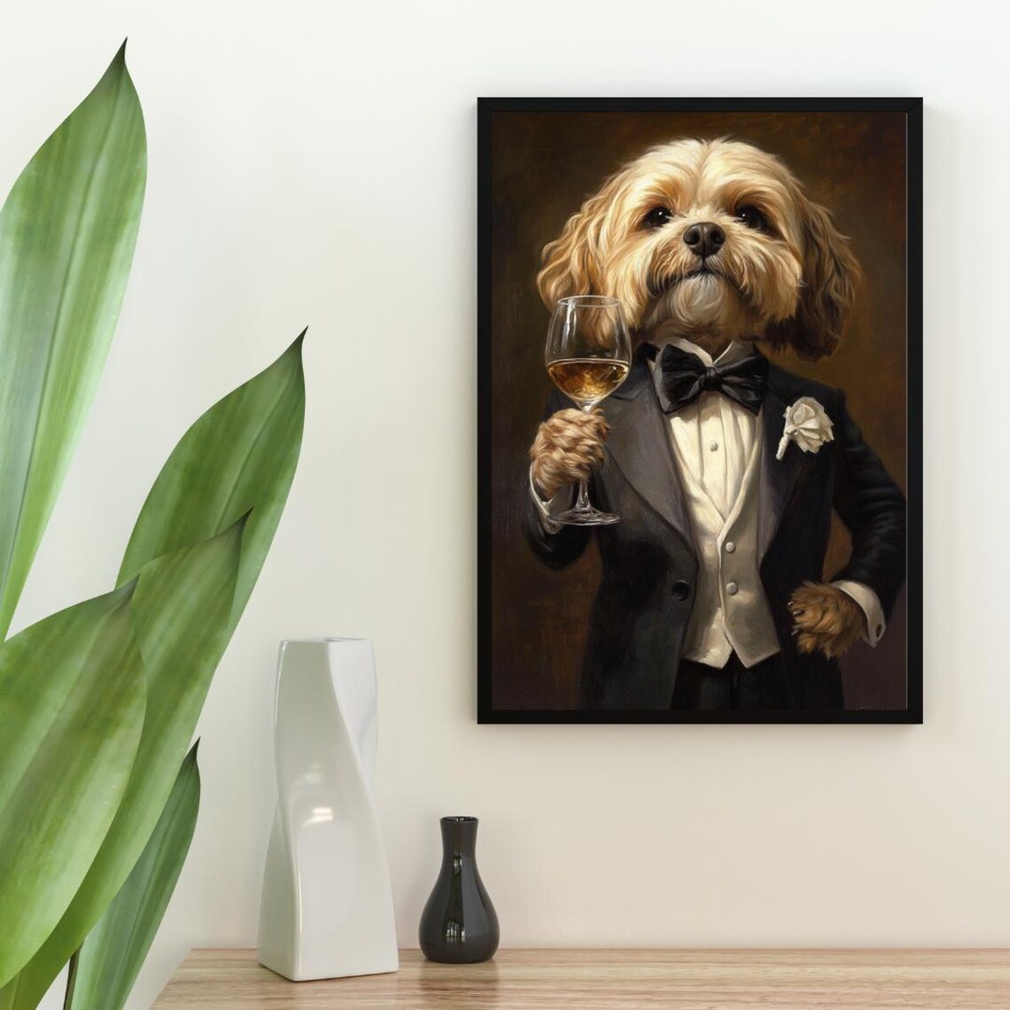 Lhasa Apso In Tuxedo Funny Dog Art Print - Image 2