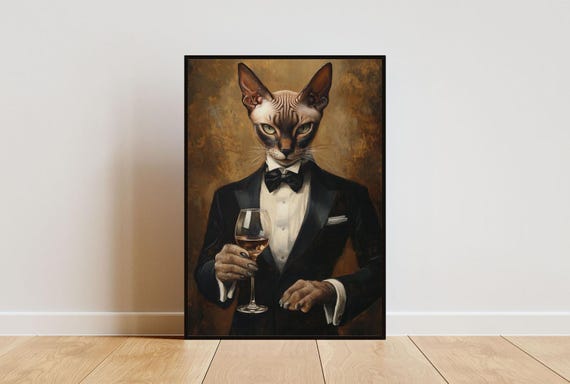 Oriental Shorthair In Tuxedo Poster Pet Oriental Shorthair In Suit Print Oriental Shorthair Portrait Funny Oriental Shorthair Art Cat