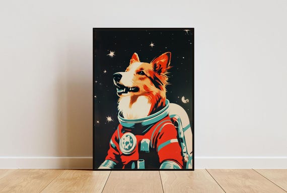 Shetland Sheepdog Astronaut Poster Shetland Sheepdog Retro Print Sheltie Portrait Dog Retro Space Poster Funny Dog Poster Andy Warhol