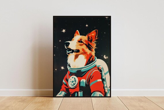 Shetland Sheepdog Astronaut Retro Space Dog Portrait Poster Gift