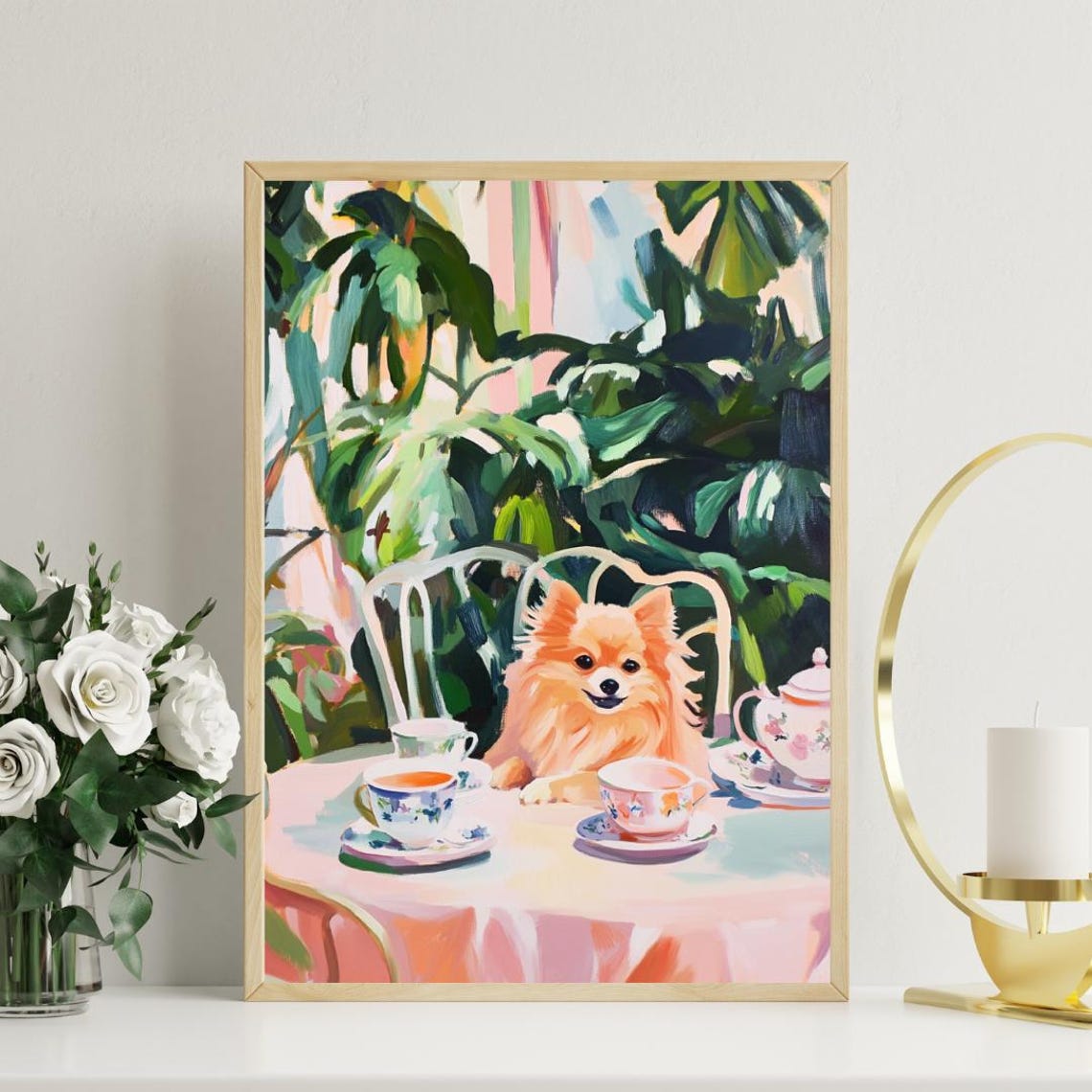Retro Pomeranian Poster Pomeranian Oil Painting Vintage Pomeranian Poster Dog Dining Room Wall Art Retro Dog Poster Pet Wall Art Dog - Image 3