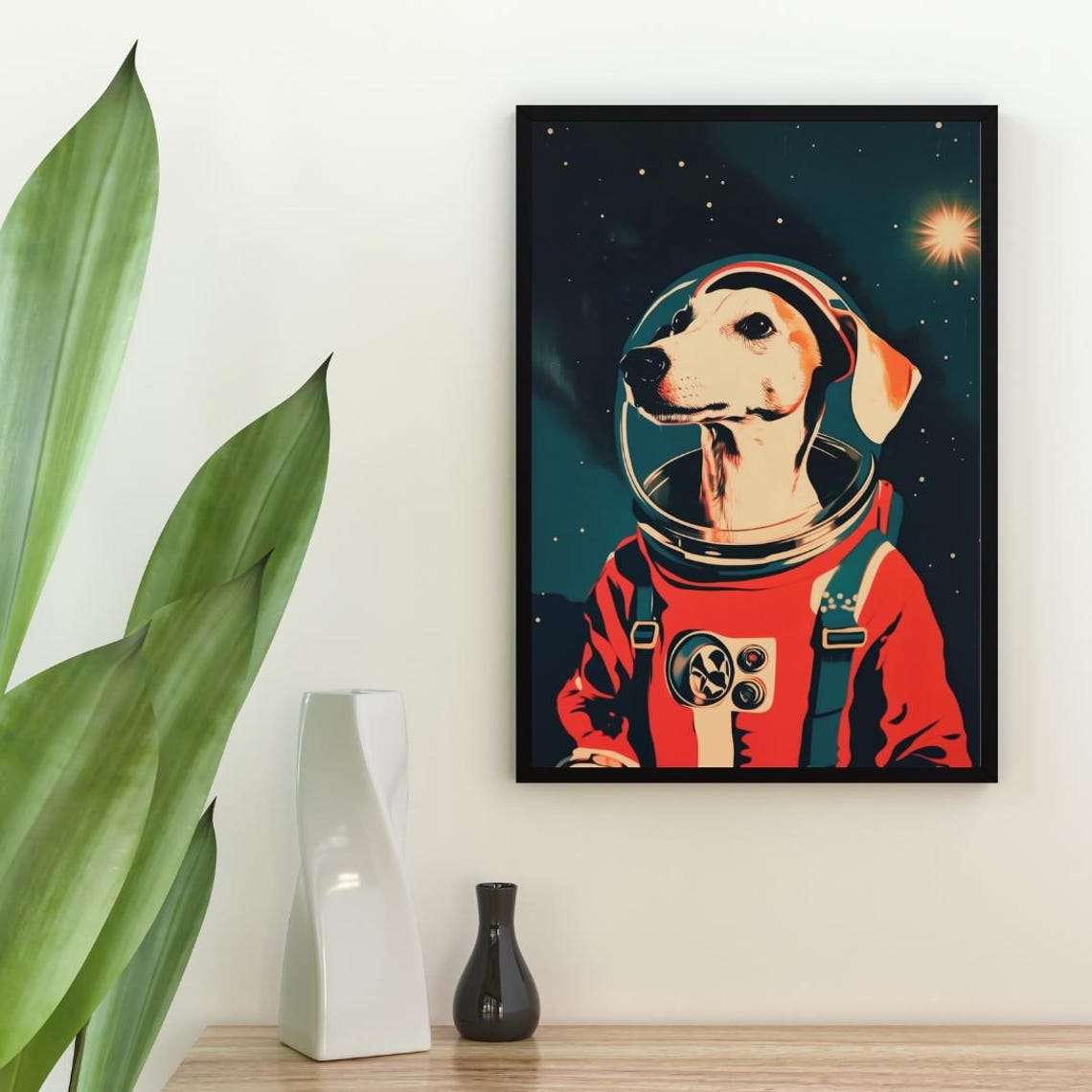 Whippet Astronaut Retro Space Dog Pop Art Portrait Poster Gift - Image 2