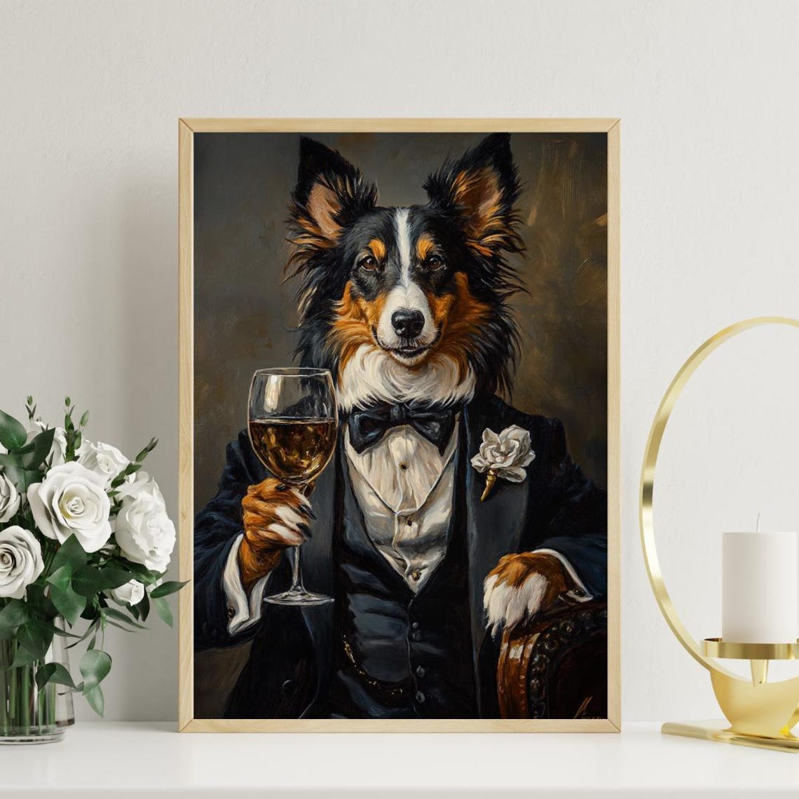 Collie In Tuxedo Poster Pet Poster Collie In Suit Print Dog Wall Art Collie Portrait Dog Living Room Poster Funny Collie Print Pet - Image 3
