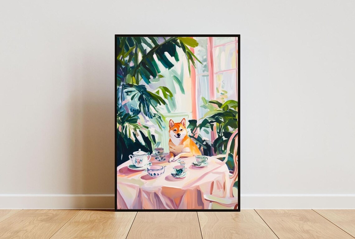Retro Shiba Inu Oil-Painting Style Poster