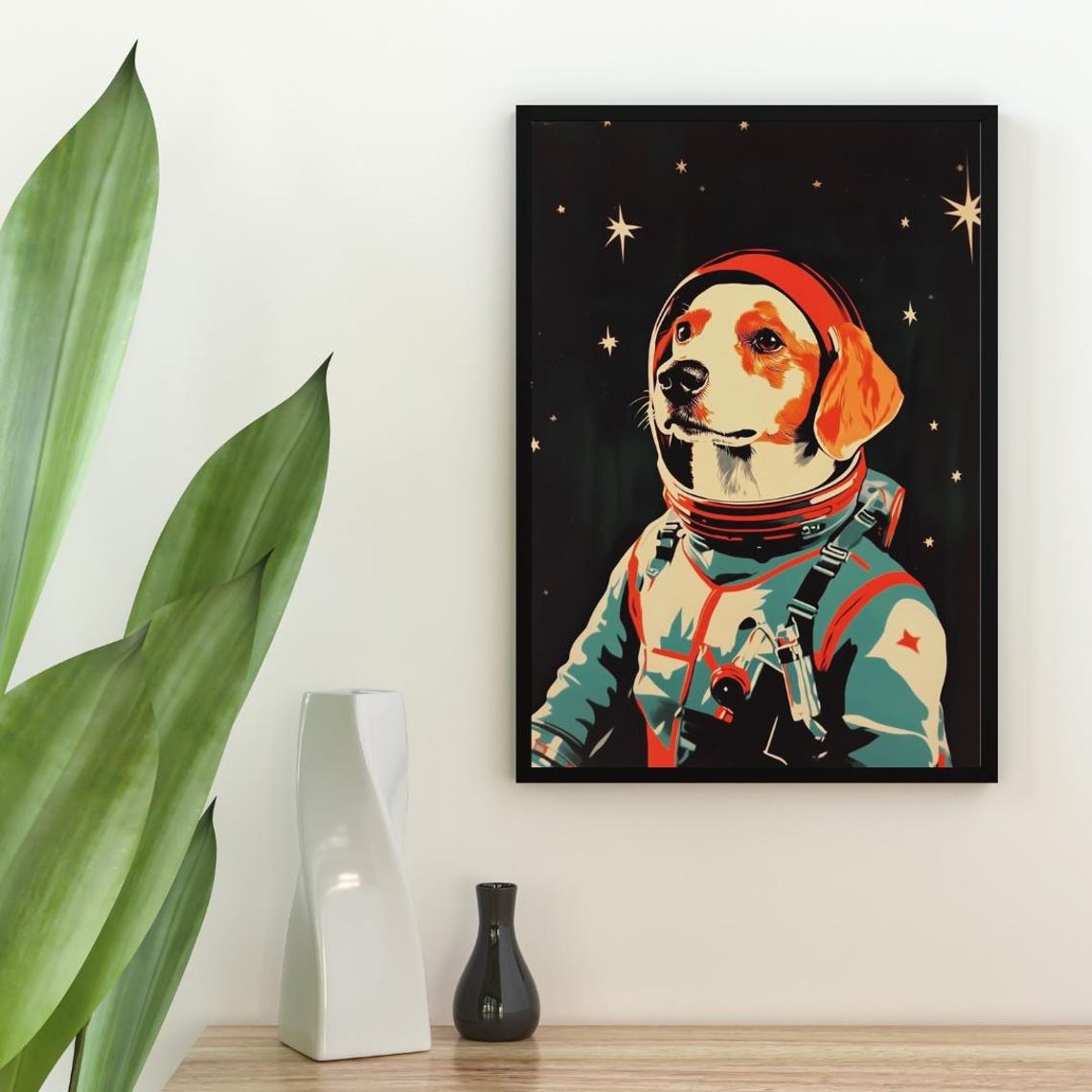 Brittany Spaniel Astronaut Retro Space Dog Pop Art Poster Gift - Image 2