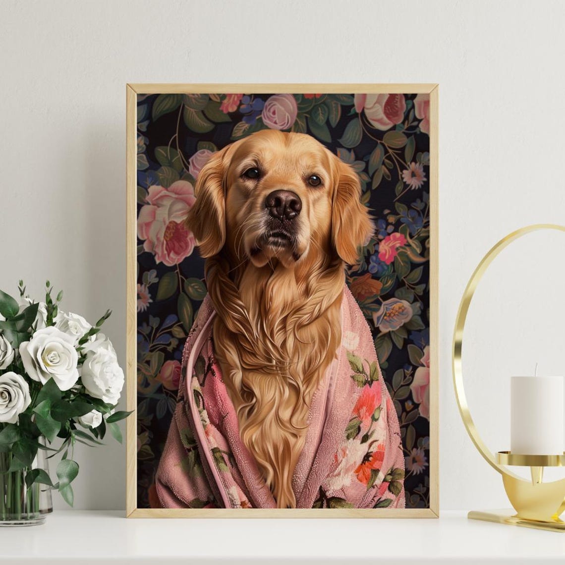 Golden Retriever In Bathrobe Poster Dog Poster Golden Retriever Bathroom Print Dog Wall Art Golden Retriever Portrait Pet Poster Dog - Image 3