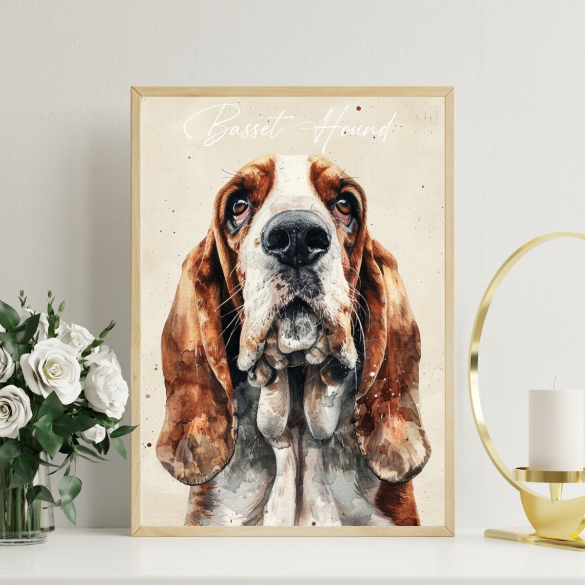 Basset Hound Watercolor Portrait Droopy Eared Dog Art Poster - Image 3