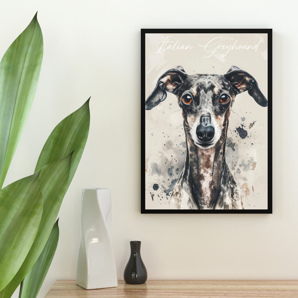 Italian Greyhound Poster Dog Poster Italian Greyhound Print Dog Wall Art Personalised Dog Photo Italian Greyhound Watercolour Pet - Image 2